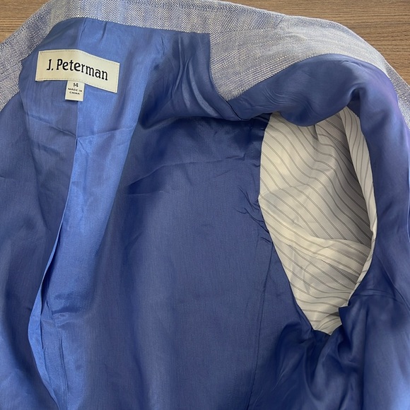J. Peterman Women’s Linen One Button Blue Light Blazer New Without Tag Size 14 - Picture 6 of 10